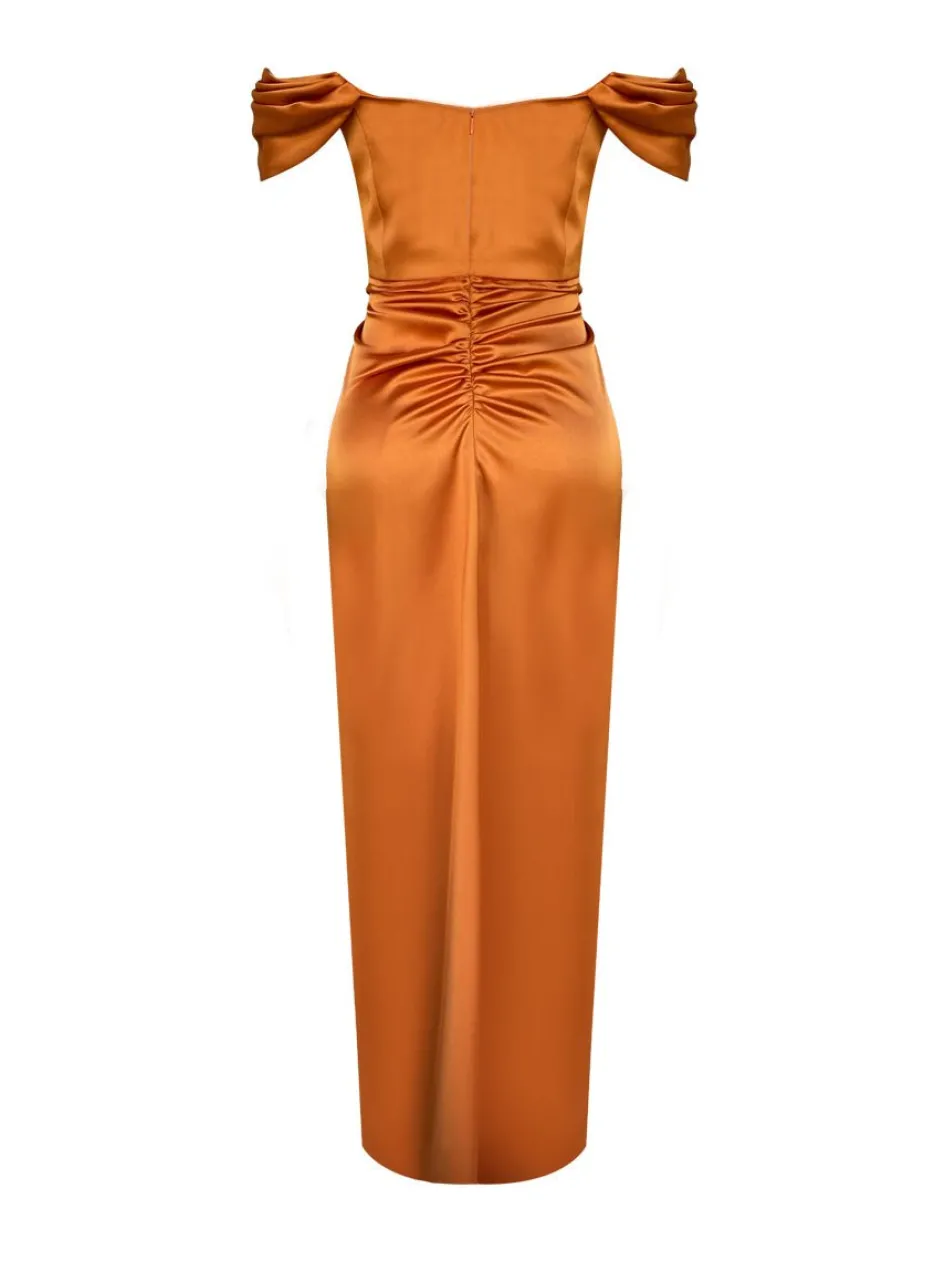 cloe_satin_dress__spicy_orange_4.webp Gigii's Maxi Dresses | Cloe Satin Dress - Spicy Orange