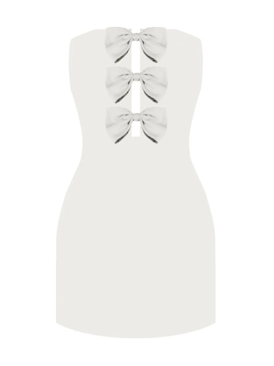 Gigii's Mini Dresses | Solo Bow Dress - Fall White